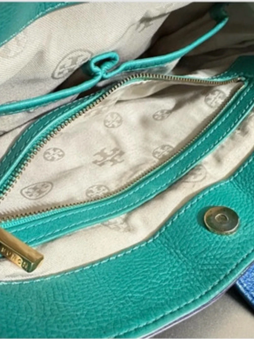 Tory Burch Two-Tone Navy and Bright Blue Leather Crossbody